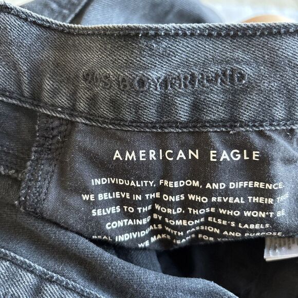 American Eagle AE Ripped 90’s Boyfriend Jeans SZ 4 Regular Women’s Black - Picture 7 of 11